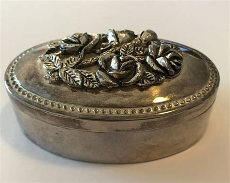 white rose metal trinket box|Metal Trinket Box Roses .